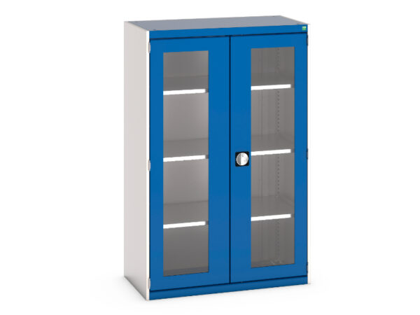 Cubio Cupboard with Window Doors And 3 Shelves. WxDxH: 1050X525X1600mm Ral 7035/5010 _SKU-40013062.11V