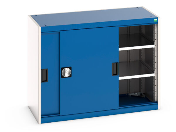 Cubio Cupboard with Sliding Doors And 2 Shelves. WxDxH: 1050X525X800mm Ral 7035/5010 _SKU-40013067.11V