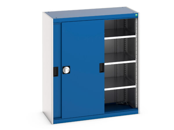 Cubio Cupboard with Sliding Doors And 3 Shelves. WxDxH: 1050X525X1200mm Ral 7035/5010 _SKU-40013069.11V