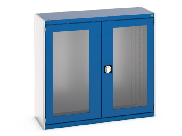 Metal Cupboard with Window Doors - WxDxH: 1300X525X1200mm Ral 7035/5010 _SKU-40014021.11V