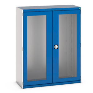 Bott Drawer Cabinet Storage - with Window Doors. WxDxH: 1300X525X1600mm Ral 7035/5010 _SKU-40014022.11V
