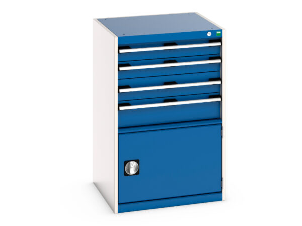 Cubio Drawer Cabinet with 4 Drawers - with Door. WxDxH: 650X650X1000mm Ral 7035/5010 _SKU-40019055.11V