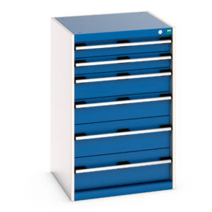 Cubio Drawer Cabinet with 6 Drawers. WxDxH: 650X650X1000mm Ral 7035/5010 _SKU-40019059.11V