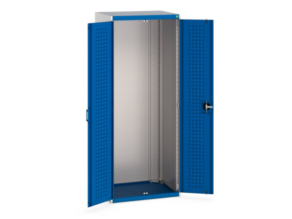 Perforated Door Cabinet Cupboard - Cubio Cupboard with Perfo Doors. WxDxH: 800X650X2000mm Ral 7035/5010 _SKU-40020091.11V