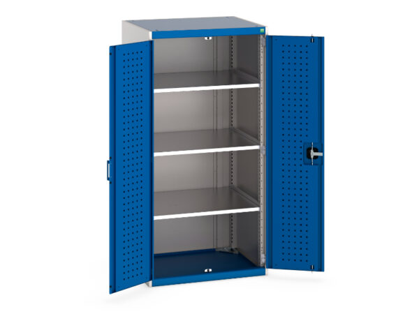 Cubio Cupboard with Perfo Doors And 3 Shelves. WxDxH: 800X650X1600mm Ral 7035/5010 _SKU-40020114.11V