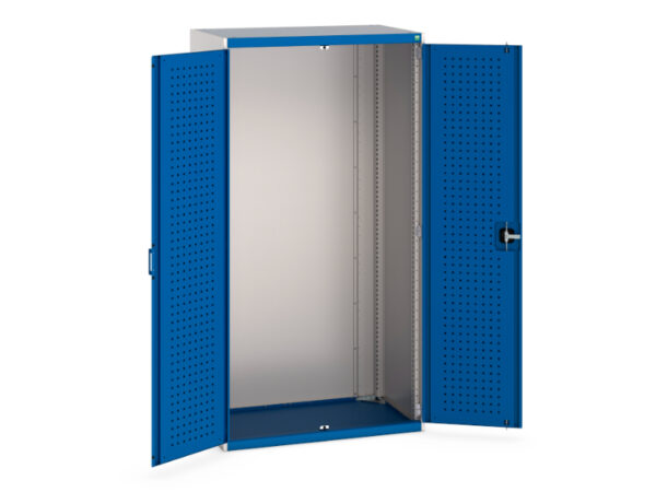Janitorial Cupboard - Cubio Cupboard with Perfo Doors. WxDxH: 1050X650X2000mm Ral 7035/5010 _SKU-40021067.11V
