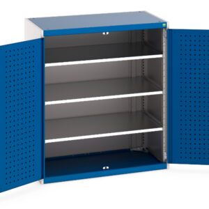 Cubio Cupboard with Perfo Doors And 3 Shelves. WxDxH: 1050X650X1200mm Ral 7035/5010 _SKU-40021096.11V