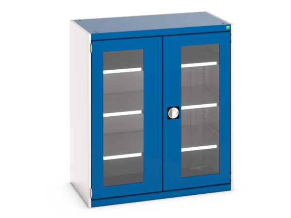 Cubio Cupboard with Window Doors And 3 Shelves. WxDxH: 1050X650X1200mm Ral 7035/5010 _SKU-40021131.11V