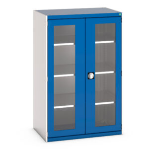Window Door Industrial Metal Cabinet - Cubio Cupboard with Window Doors And 3 Shelves. WxDxH: 1050X650X1600mm Ral 7035/5010 _SKU-40021132.11V