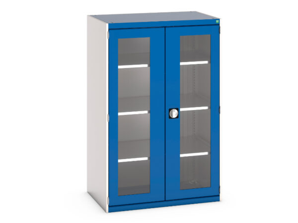 Window Door Industrial Metal Cabinet - Cubio Cupboard with Window Doors And 3 Shelves. WxDxH: 1050X650X1600mm Ral 7035/5010 _SKU-40021132.11V