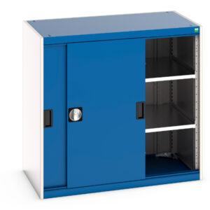 Cubio Cupboard with Sliding Doors, And 2 Shelves. WxDxH: 1050X650X1000mm Ral 7035/5010 _SKU-40021138.11V
