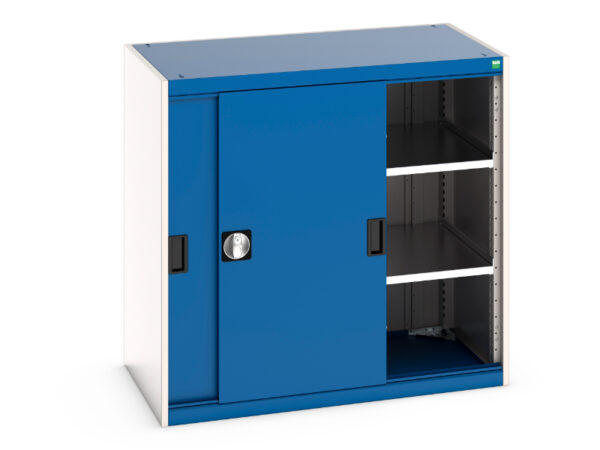 Cubio Cupboard with Sliding Doors, And 2 Shelves. WxDxH: 1050X650X1000mm Ral 7035/5010 _SKU-40021138.11V