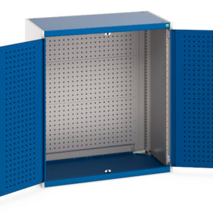 Metal Drawer Cabinet Storage - Cubio Cupboard with Perfo Doors, Full Perfo Backpanel. WxDxH: 1050X650X1200mm Ral 7035/5010 _SKU-40021197.11V