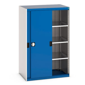 Bott Workshop Cupboard - Cubio Cupboard with Perfo Doors And 3 Shelves. WxDxH: 1050X650X1600mm Ral 7035/5010 _SKU-40021214.11V