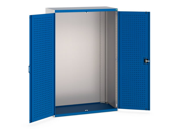 Bott Cubio Metal Storage Cupboard with Perfo Doors - WxDxH: 1300X650X2000mm Ral 7035/5010 _SKU-40022019.11V