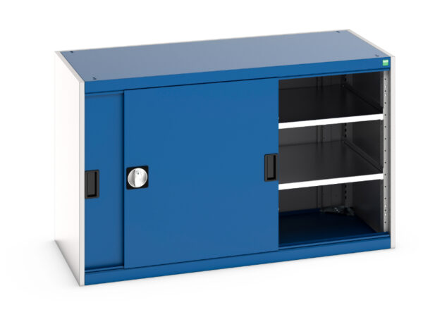 Cubio Cupboard with Sliding Doors And 2 Shelves. WxDxH: 1300X650X800mm Ral 7035/5010 _SKU-40022061.11V