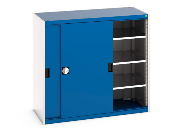 Bott Cubio Cupboard with Sliding Doors - Cubio Cupboard with Sliding Doors And 3 Shelves. WxDxH: 1300X650X1200mm Ral 7035/5010 _SKU-40022063.11V