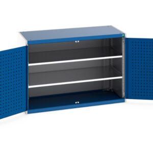 Cubio Cupboard with Perfo Doors And 2 Shelves. WxDxH: 1300X650X900mm Ral 7035/5010 _SKU-40022102.11V