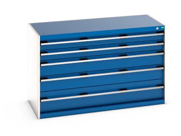 Cubio Drawer Cabinet with 5 Drawers. WxDxH: 1300X650X800mm Ral 7035/5010 _SKU-40022107.11V