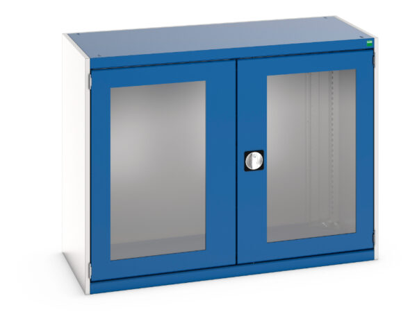 Blue Workplace And office Cupboard - with Window Doors. WxDxH: 1300X650X1000mm Ral 7035/5010 _SKU-40022140.11V