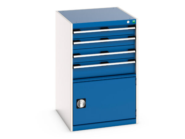 4 Drawer Industrial Cupboard with Door - WxDxH: 650X750X1000mm Ral 7035/5010 _SKU-40027023.11V