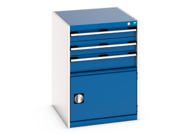 Industrial Set of Drawers - Cubio Drawer Cabinet with 3 Drawers / Door. WxDxH: 650X750X900mm Ral 7035/5010 _SKU-40027104.11V