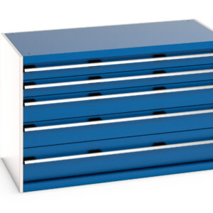 Cubio Drawer Cabinet with 5 Drawers. WxDxH: 1300X750X800mm Ral 7035/5010 _SKU-40030007.11V