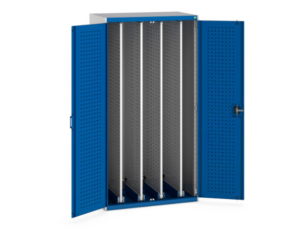 Metal Pegboard Cabinet - Cubio Cupboard Perfo Doors, 4X Sliding Perfo Panels. WxDxH: 1050X650X2000mm Ral 7035/5010 _SKU-40301011.11V