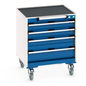 4 Drawer Mobile Cabinet - Cubio Mobile Cabinet with 4 Drawers And Top Tray / Mat. WxDxH: 650X650X785mm Ral 7035/5010 _SKU-40402023.11V