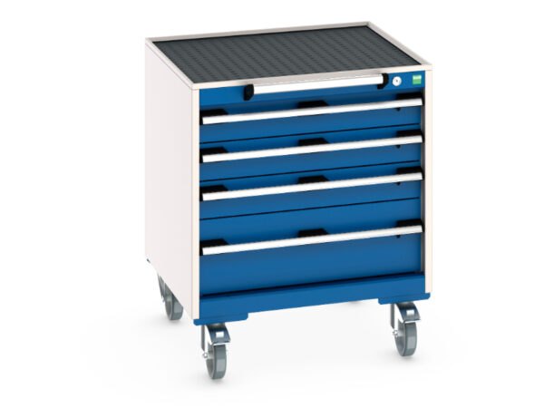 4 Drawer Mobile Cabinet - Cubio Mobile Cabinet with 4 Drawers And Top Tray / Mat. WxDxH: 650X650X785mm Ral 7035/5010 _SKU-40402023.11V