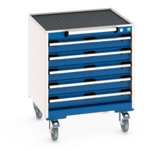 Bott Mobile Drawer Work Table - Cubio Mobile Cabinet with 5 Drawers And Top Tray / Mat. WxDxH: 650X650X785mm Ral 7035/5010 _SKU-40402027.11V