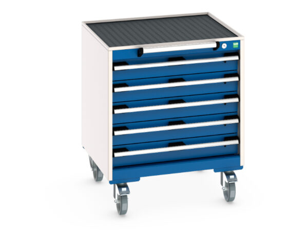 Bott Mobile Drawer Work Table - Cubio Mobile Cabinet with 5 Drawers And Top Tray / Mat. WxDxH: 650X650X785mm Ral 7035/5010 _SKU-40402027.11V