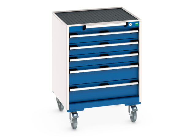 Bott Mobile Cupboard with Drawers - Cubio Mobile Cabinet with 5 Drawers And Top Tray / Mat. WxDxH: 650X650X885mm Ral 7035/5010 _SKU-40402031.11V