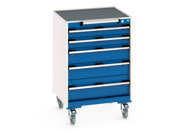 Cubio Portable Drawer Cabinet Storage - Cubio Mobile Cabinet with 5 Drawers And Top Tray / Mat. WxDxH: 650X650X985mm Ral 7035/5010 _SKU-40402033.11V