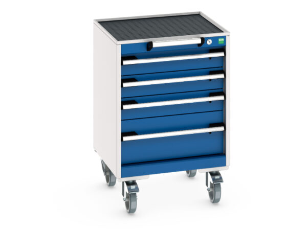 Cubio Mobile Cabinet with 4 Drawers - Top Tray And Mat. WxDxH: 525X525X785mm Ral 7035/5010 _SKU-40402109.11V