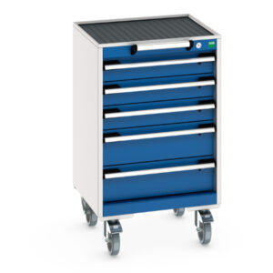 Mobile Drawer Cabinet Storage with Drawers - Cubio Mobile Cabinet with 5 Drawers And Top Tray / Mat. WxDxH: 525X525X885mm Ral 7035/5010 _SKU-40402132.11V