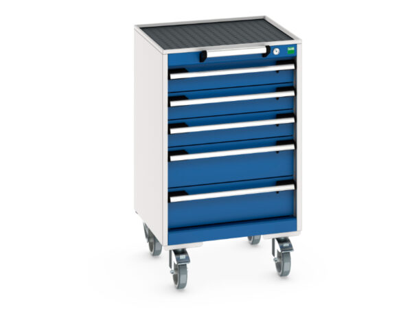 Mobile Drawer Cabinet Storage with Drawers - Cubio Mobile Cabinet with 5 Drawers And Top Tray / Mat. WxDxH: 525X525X885mm Ral 7035/5010 _SKU-40402132.11V