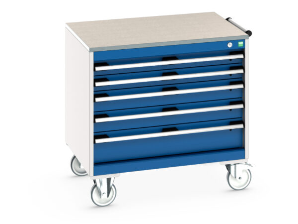 Heavy Duty Tool Mobile Tool Chest - Cubio Mobile Cabinet with 5 Drawers And Lino Worktop. WxDxH: 800X650X790mm Ral 7035/5010 _SKU-40402154.11V