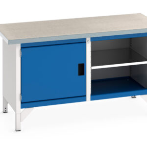 Cupboard Work Table - Cubio Storage Bench (Lino) Full Cupboard / Mid Shelf. WxDxH: 1500X750X840mm Ral 7035/5010 _SKU-41002021.11V