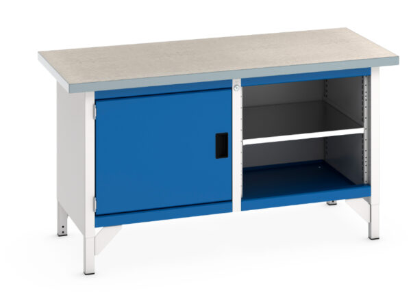 Cupboard Work Table - Cubio Storage Bench (Lino) Full Cupboard / Mid Shelf. WxDxH: 1500X750X840mm Ral 7035/5010 _SKU-41002021.11V