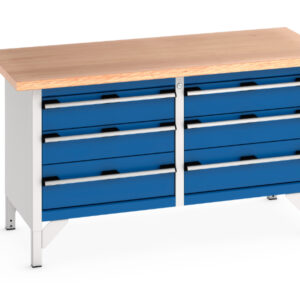 Bott Cubio Work Table - Cubio Storage Bench (Mpx) 3 Drawers / 3 Drawer. WxDxH: 1500X750X840mm Ral 7035/5010 _SKU-41002031.11V