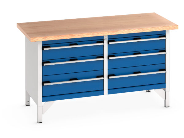 Bott Cubio Work Table - Cubio Storage Bench (Mpx) 3 Drawers / 3 Drawer. WxDxH: 1500X750X840mm Ral 7035/5010 _SKU-41002031.11V