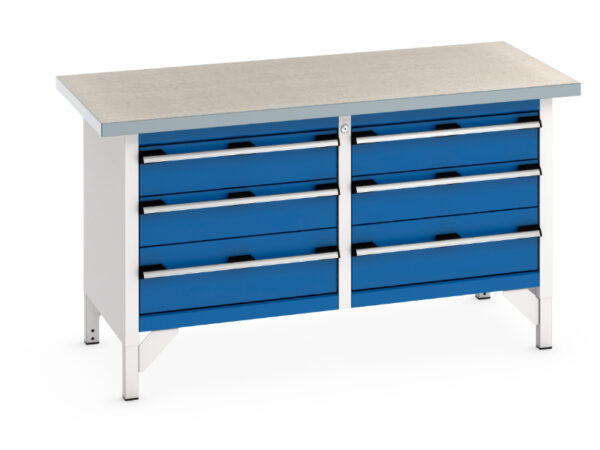 Work Table Steel Drawers - Cubio Storage Bench (Lino) 3 Drawers / 3 Drawer. WxDxH: 1500X750X840mm Ral 7035/5010 _SKU-41002033.11V