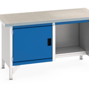 1. 5M Work Table And Cupboard - Cubio Storage Bench (Lino) Full Cupboard / Half Base Shelf. WxDxH: 1500X750X840mm Ral 7035/5010 _SKU-41002036.11V
