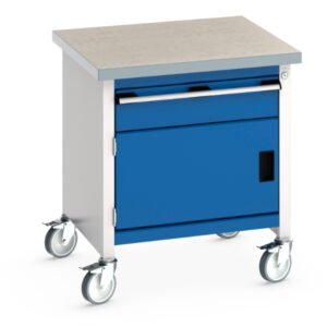 Bott Mobile Storage Bench - Cubio Mobile Storage Bench (Lino) with 1 Drawer / Door. WxDxH: 750X750X840mm Ral 7035/5010 _SKU-41002090.11V