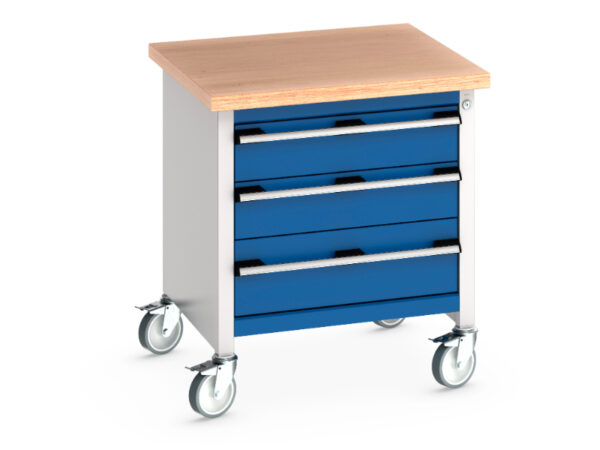 3 Drawer Mobile Work Table - Cubio Mobile Storage Bench (Mpx) 3 Drawers. WxDxH: 750X750X840mm Ral 7035/5010 _SKU-41002091.11V