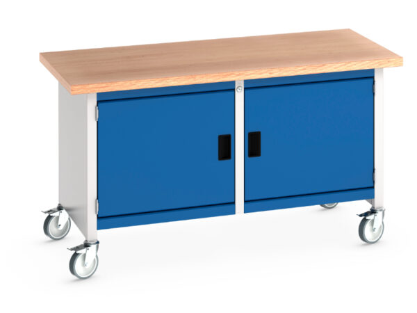 Steel Work Table On Wheels - Cubio Mobile Storage Bench (Mpx) Full Cupboard / Full Cupboard. WxDxH: 1500X750X840mm Ral 7035/5010 _SKU-41002097.11V