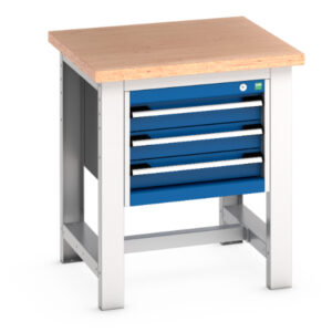 Metal Cabinet with Worktop - Cubio Framework Bench (Mpx) with 3 Drawer Cabinet. WxDxH: 750X750X840mm Ral 7035/5010 _SKU-41003524.11V