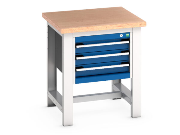 Metal Cabinet with Worktop - Cubio Framework Bench (Mpx) with 3 Drawer Cabinet. WxDxH: 750X750X840mm Ral 7035/5010 _SKU-41003524.11V