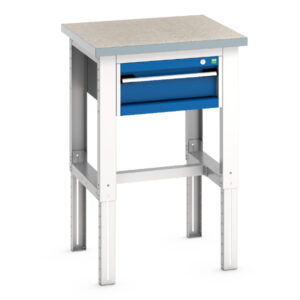 Workshop Pedestal Work Table - Cubio Framework Bench (Lino) with 1 Drawer Cabinet. WxDxH: 750X750X740-1140mm Ral 7035/5010 _SKU-41003532.11V